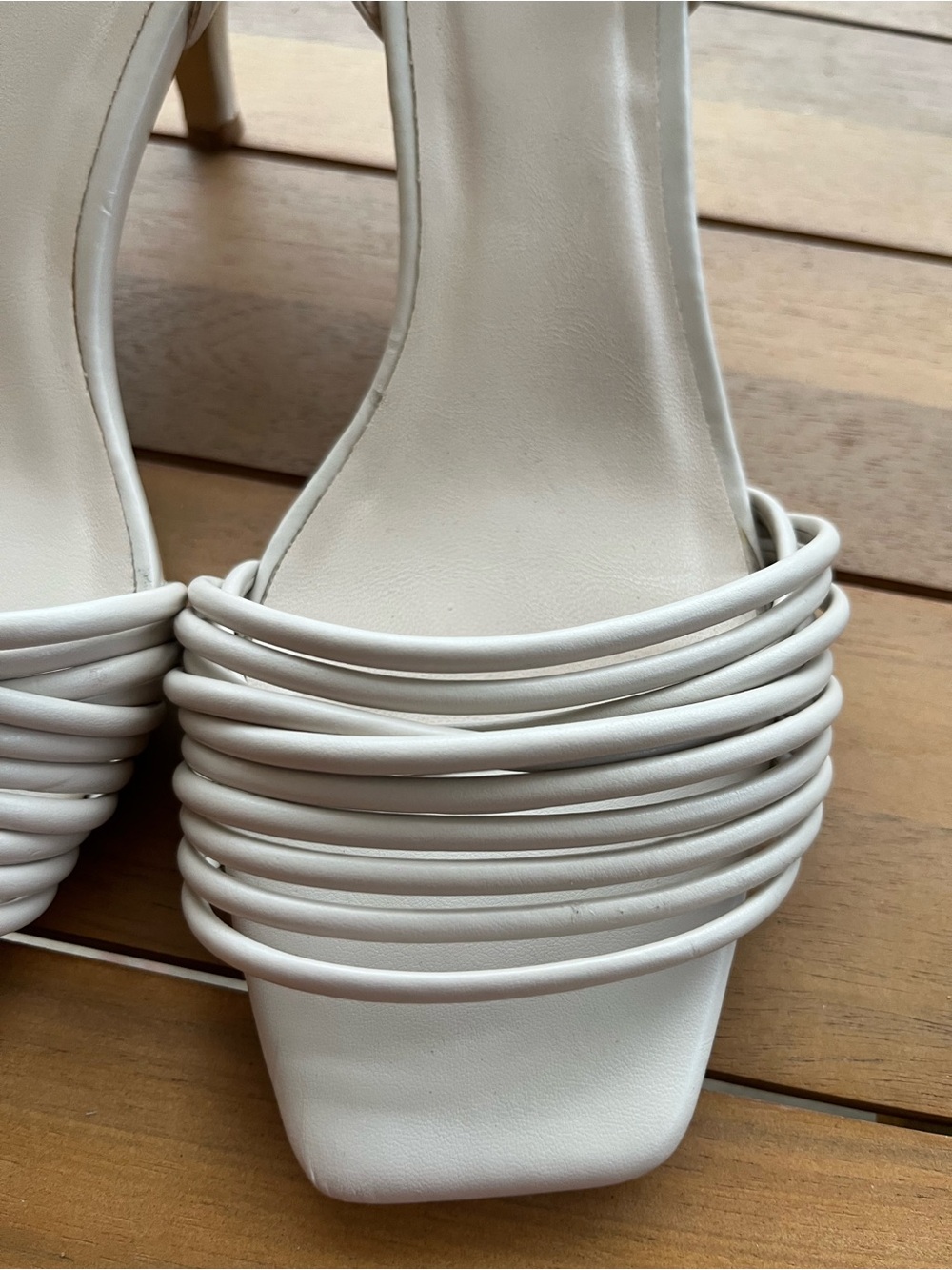 Halston Heritage Cream Multi-Strap Slingback Heels - Picture 2 of 6